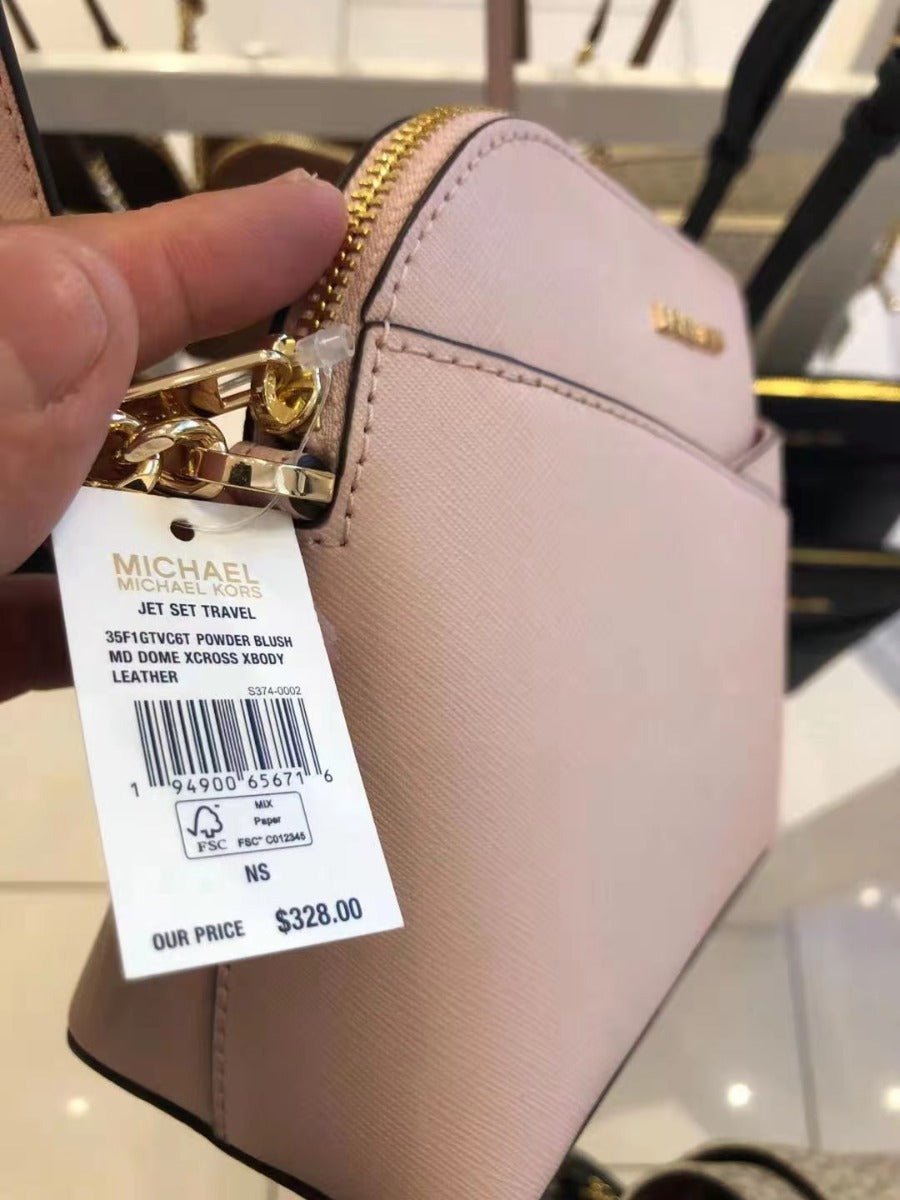 Michael Kors 35F1GTVC6T Jet Set Travel Dome Crossbody Bag Leather Powder Blush Michael Kors 35F1GTVC6T Jet Set Travel Dome Crossbody Bag Leather Powder Blush